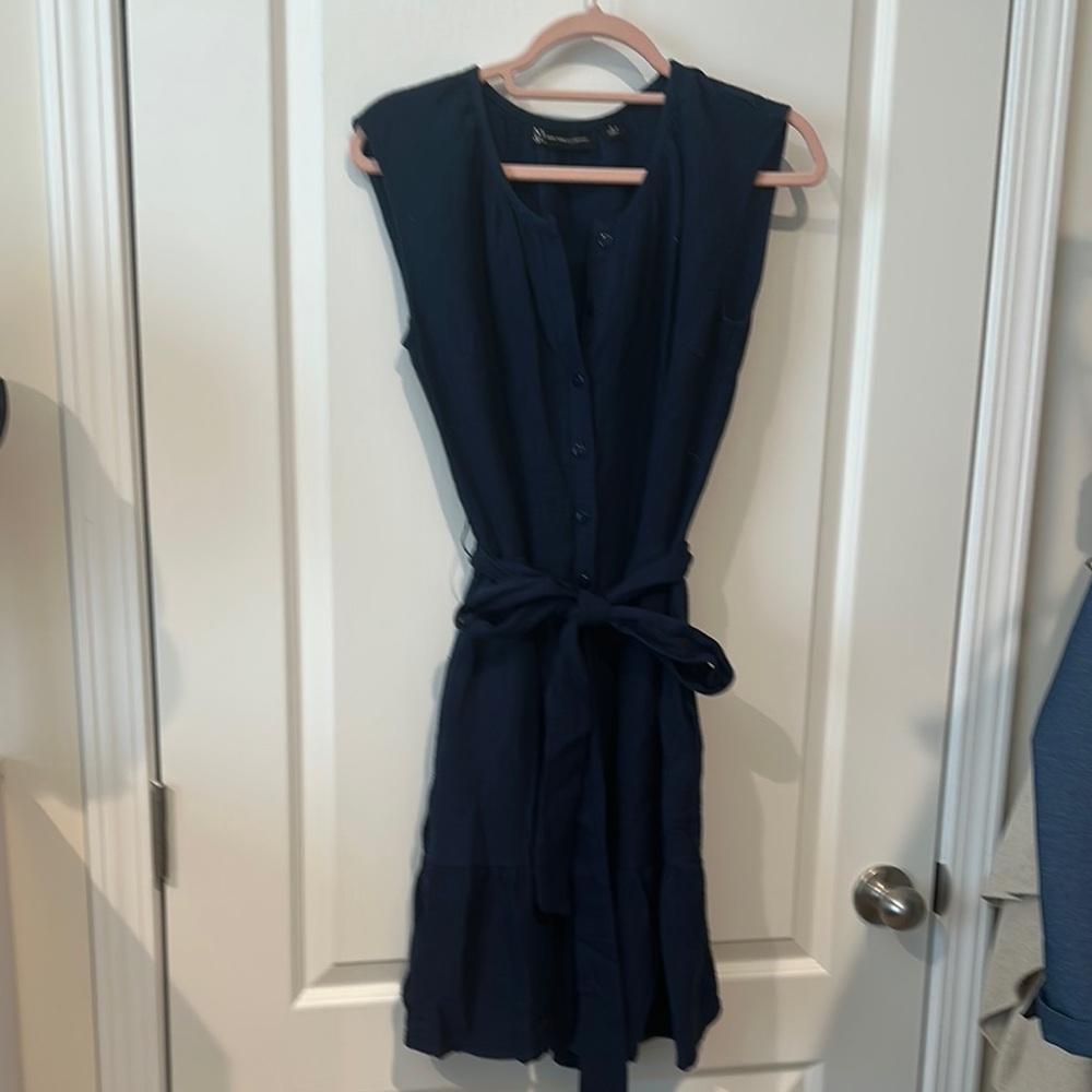 New York & Company navy BlueSleeveless Wrap Sundress